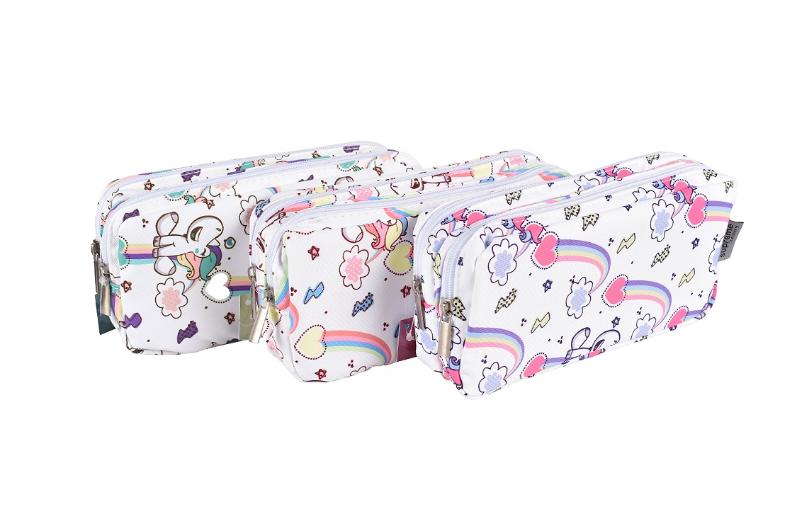 DOUBLE PENCIL CASE WHT UNICORN (PC-7758)